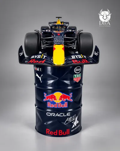 Conjunto Red Bull Racing Fórmula 1 + 2 tambores metálicos decorativos