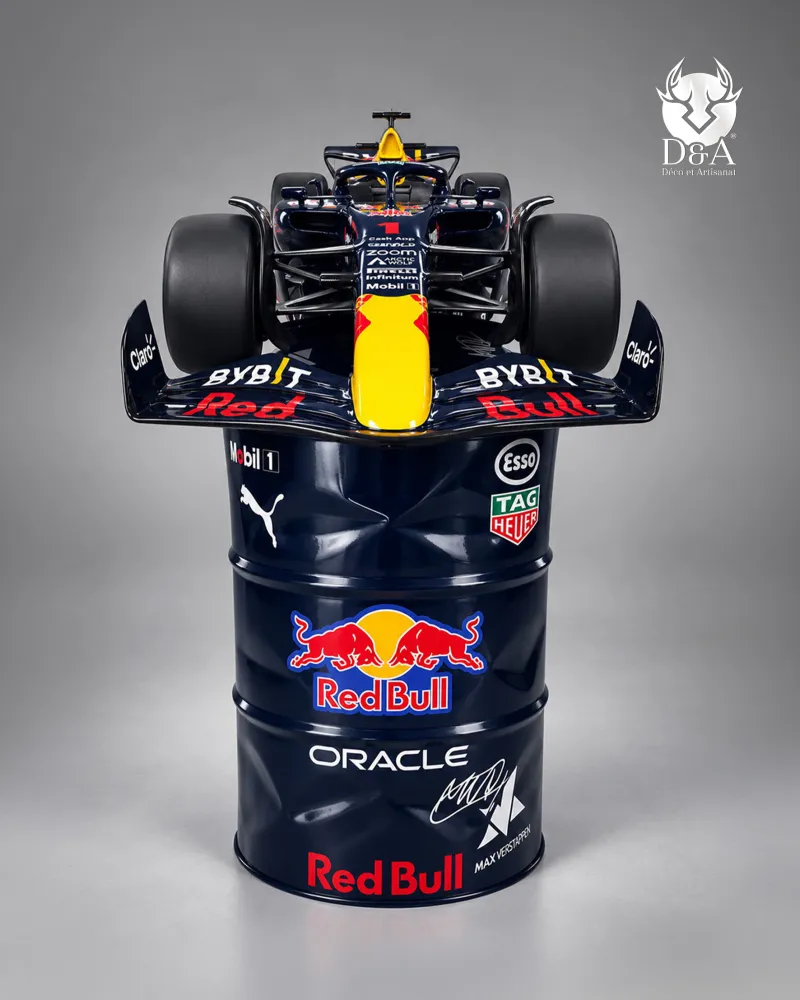 Conjunto Red Bull Racing Fórmula 1 + 2 tambores metálicos decorativos