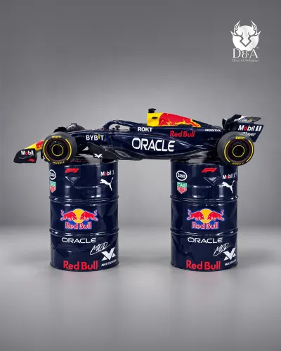 Conjunto Red Bull Racing Fórmula 1 + 2 tambores metálicos decorativos