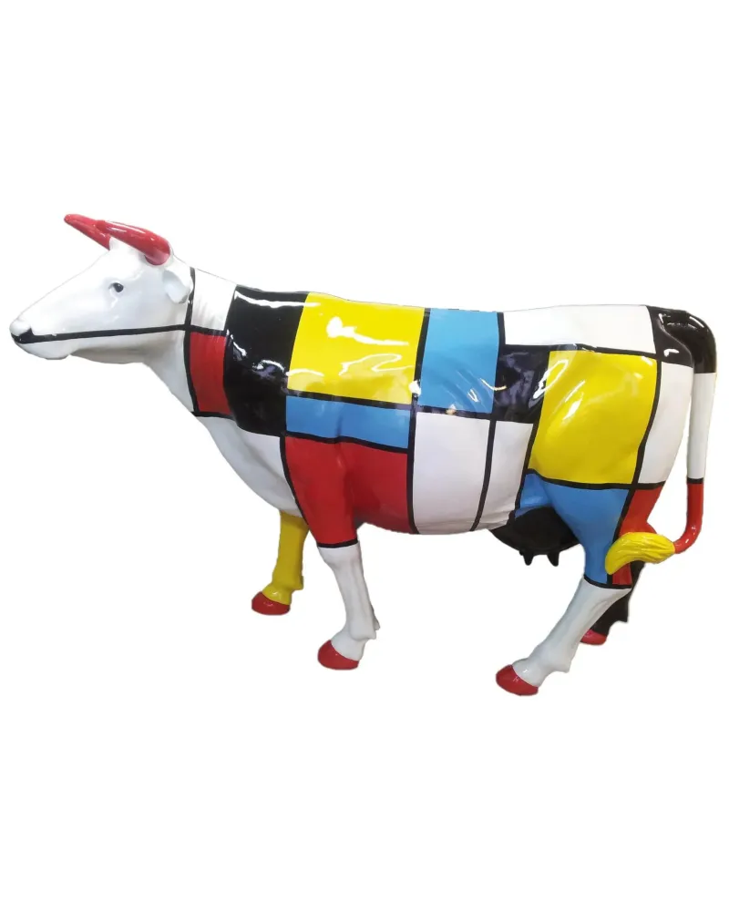 Vache QUADRILLE en résine polyester résistant au gel et à la pluie Vache QUADRILLE en résine polyester résistant au gel et à la pluie