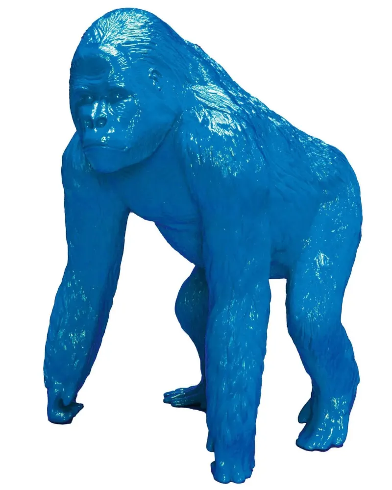 Statue et sculpture en résine d'un Gorille Couleur Bleu clair (RAL 5012