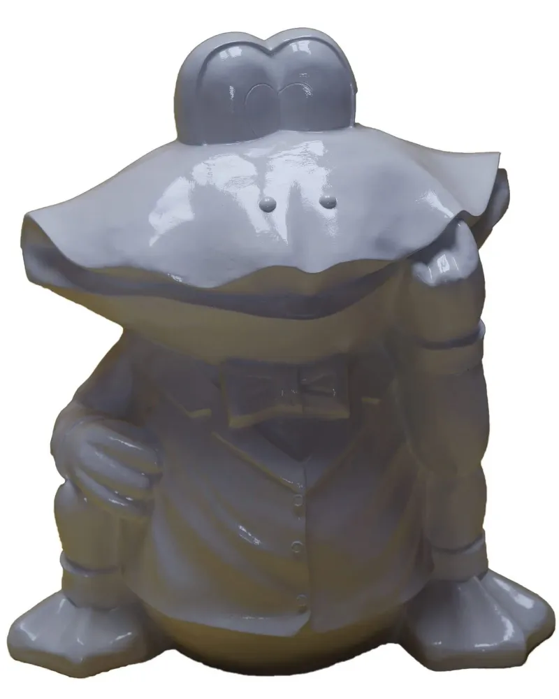 Statue et sculpture en résine d'une Grenouille Géante Couleur Gris