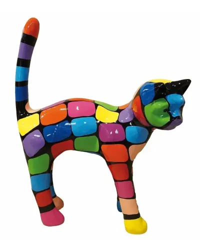 Animaux Statue Resine D Un Grand Chat Taches Multicolore Deco Et Artisanat