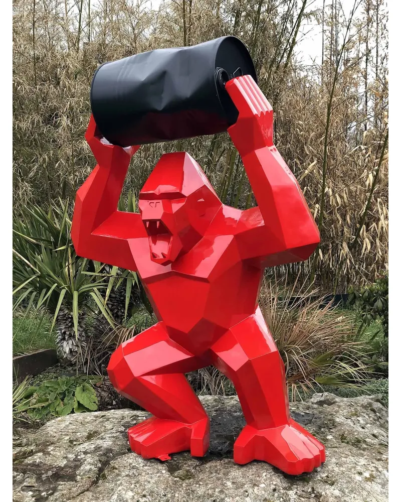 Objet Animaux en résine, Gorille Tonneau à Facette L Déco et Artisanat