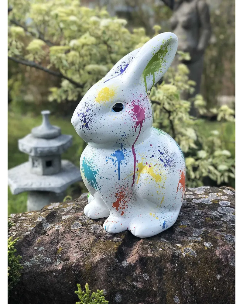 Statue d'un Lapin SPLASH blanc en résine Statue d'un Lapin SPLASH blanc en résine