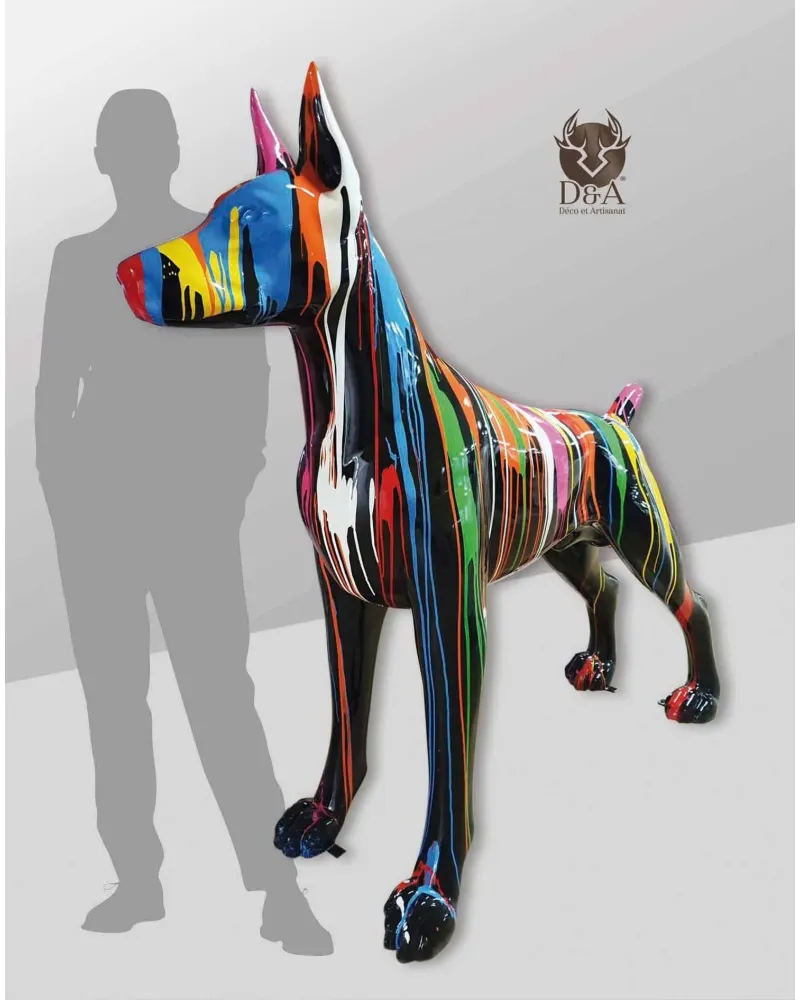 Doberman géant Trash, résistant au gel, à la pluie et aux UV du soleil. Doberman géant Trash, résistant au gel, à la pluie et aux UV du soleil.