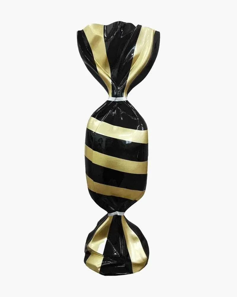 Bonbon noir en or en résine polyester résistant au gel, pluie et au soleil. Déco et Artisanat - 1 Bonbon noir en or en résine polyester résistant au gel, pluie et au soleil. Déco et Artisanat - 1