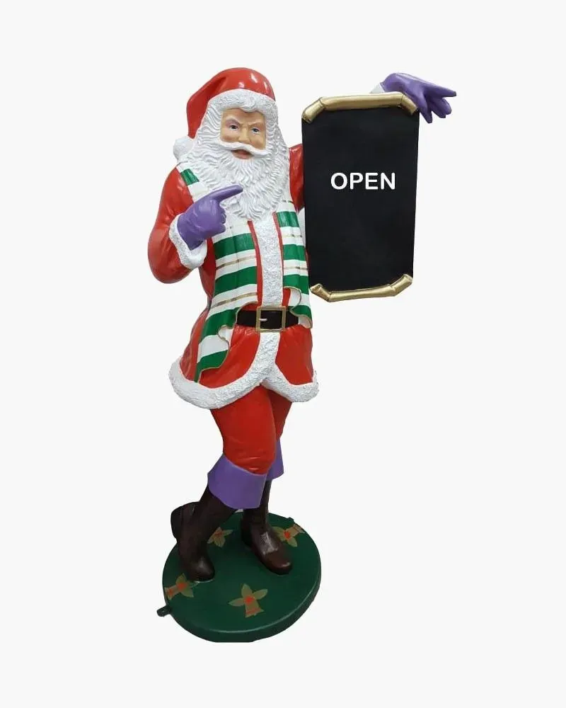 Père Noël XXL avec panneau open en résine polyester résistant au gel, pluie et au soleil. Déco et Artisanat - 1 Père Noël XXL avec panneau open en résine polyester résistant au gel, pluie et au soleil. Déco et Artisanat - 1