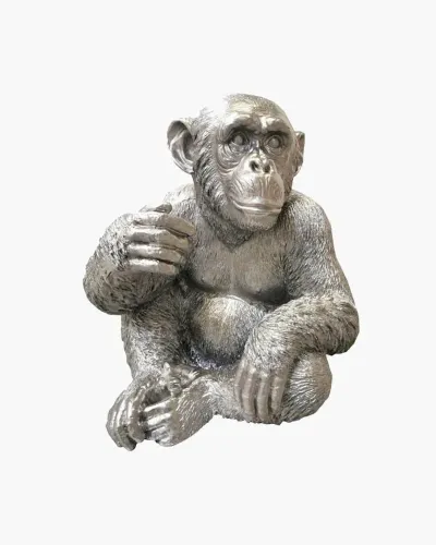 25 cm Statue en résine singe gorille aune assis