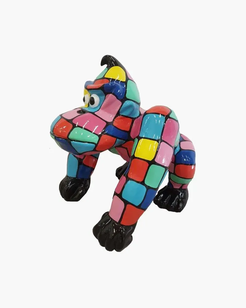 Gorille M Multicolore en résine polyester résistant au gel, pluie et au soleil. Déco et Artisanat - 1 Gorille M Multicolore en résine polyester résistant au gel, pluie et au soleil. Déco et Artisanat - 1