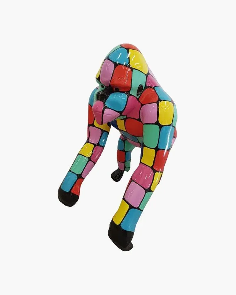 Gorille L Multicolore en résine polyester résistant au gel, pluie et au soleil. Déco et Artisanat - 1 Gorille L Multicolore en résine polyester résistant au gel, pluie et au soleil. Déco et Artisanat - 1