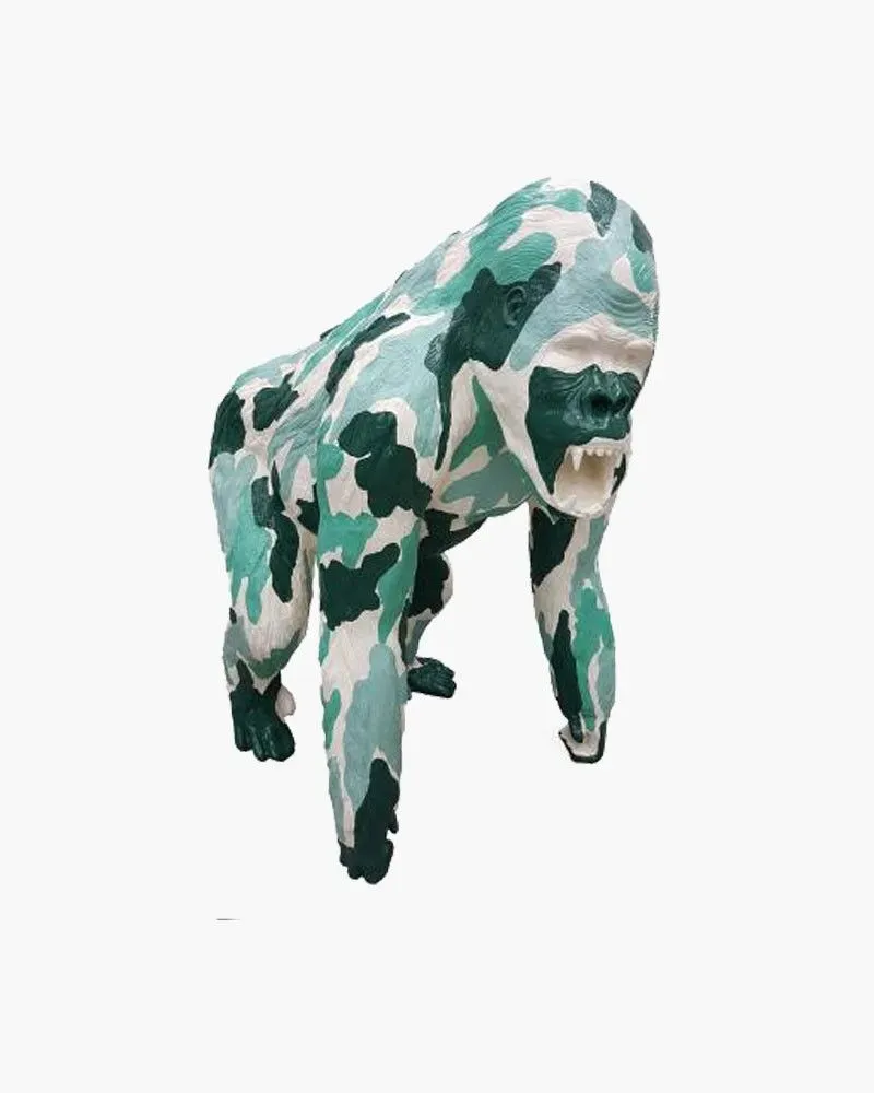 Gorille bouche ouverte MILITAIRE en résine polyester résistant au gel, pluie et au soleil. Déco et Artisanat - 1 Gorille bouche ouverte MILITAIRE en résine polyester résistant au gel, pluie et au soleil. Déco et Artisanat - 1