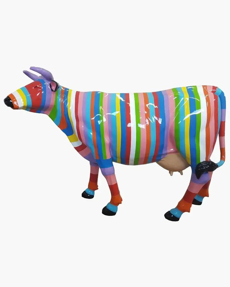 Vache RAYÉE MULTICOLORE 2 en résine polyester résistant au gel, pluie et au soleil. Déco et Artisanat - 1 Vache RAYÉE MULTICOLORE 2 en résine polyester résistant au gel, pluie et au soleil. Déco et Artisanat - 1