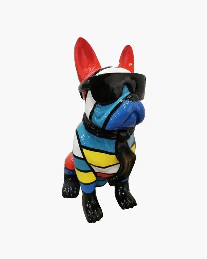Bouledogue à lunettes et cravate Rykiel L en résine polyester résistant au gel, pluie et au soleil. Déco et Artisanat - 1 Bouledogue à lunettes et cravate Rykiel L en résine polyester résistant au gel, pluie et au soleil. Déco et Artisanat - 1