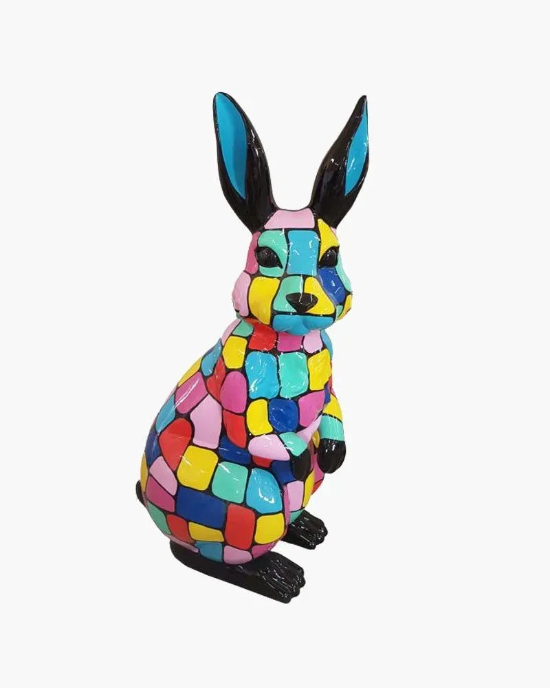Lapin L MULTICOLORE en résine polyester résistant au gel, pluie et au soleil. Déco et Artisanat - 1 Lapin L MULTICOLORE en résine polyester résistant au gel, pluie et au soleil. Déco et Artisanat - 1