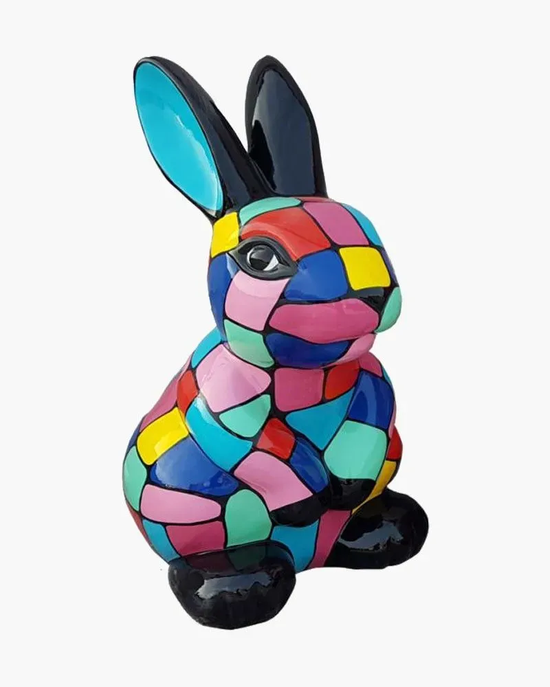 Lapin L MULTICOLORE en résine polyester résistant au gel, pluie et au soleil. Déco et Artisanat - 1 Lapin L MULTICOLORE en résine polyester résistant au gel, pluie et au soleil. Déco et Artisanat - 1