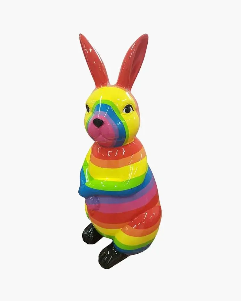 Lapin RAYE Arc-en-ciel en résine polyester résistant au gel, pluie et au soleil. Déco et Artisanat - 1 Lapin RAYE Arc-en-ciel en résine polyester résistant au gel, pluie et au soleil. Déco et Artisanat - 1