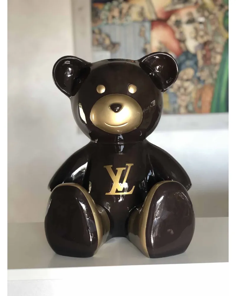 Ourson assis Louis Vuitton en résine polyester résistant au gel, pluie et au soleil. Déco et Artisanat - 1 Ourson assis Louis Vuitton en résine polyester résistant au gel, pluie et au soleil. Déco et Artisanat - 1