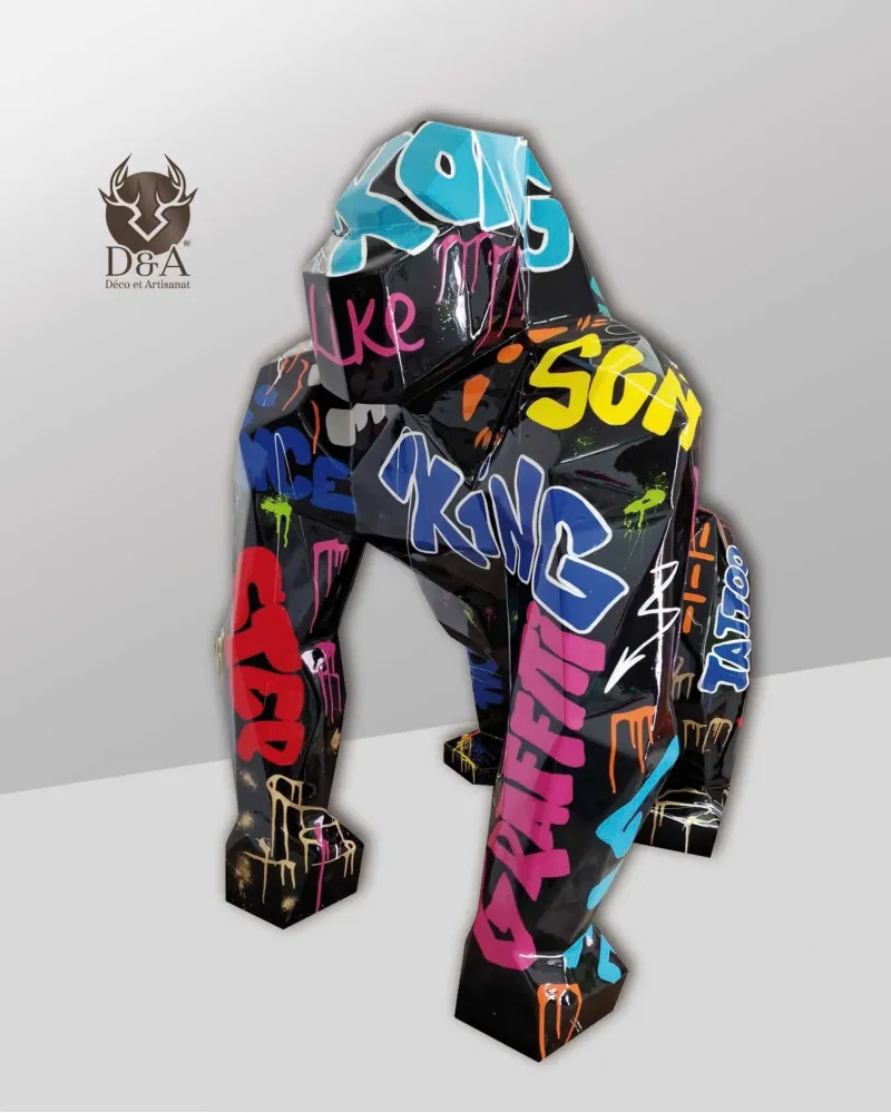 Gorille à facettes Graffiti XXL en résine polyester résistant au gel, pluie et au soleil. Déco et Artisanat - 2 Gorille à facettes Graffiti XXL en résine polyester résistant au gel, pluie et au soleil. Déco et Artisanat - 2
