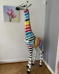 Girafe XL zébrée multicolore