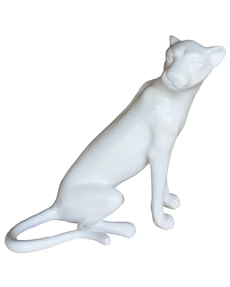 Panthère blanche en résine polyester résistant au gel et à la pluie Panthère blanche en résine polyester résistant au gel et à la pluie
