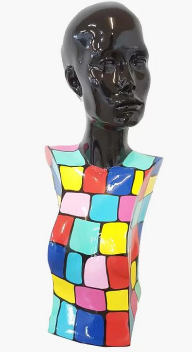 Buste de femme multicolore en résine - Déco et Artisanat