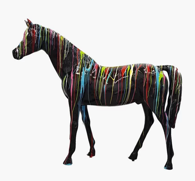 Cheval en résine à taille réelle motif Trash - Déco & Artisanat