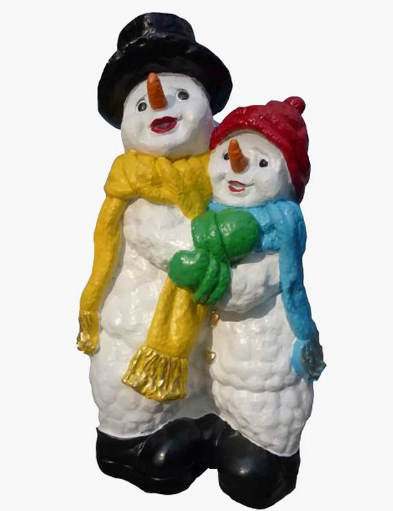Couple Bonhomme de neige en résine