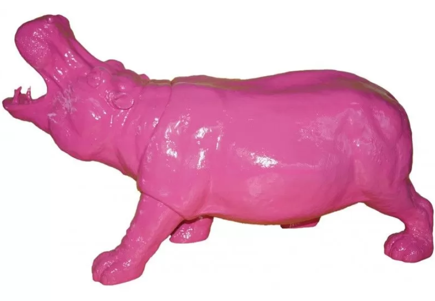Hippopotame rose en résine - Déco et Artisanat