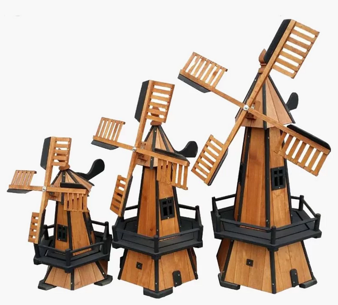 Moulin à vent en bois 3 tailles - Déco et Artisanat