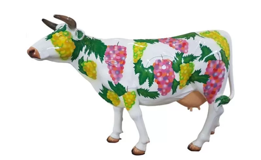 Vache en résine à motifs Raisin - Déco et Artisanat