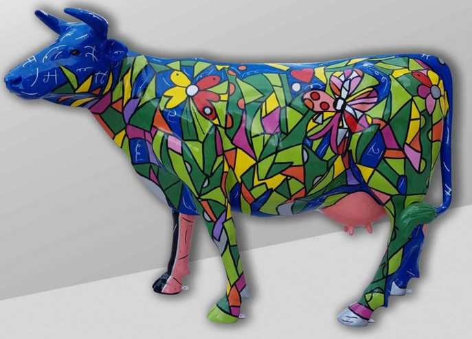 Vache Klimt en résine - Déco et Artisanat